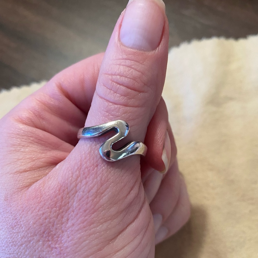 Chunky Silver Wave Ring